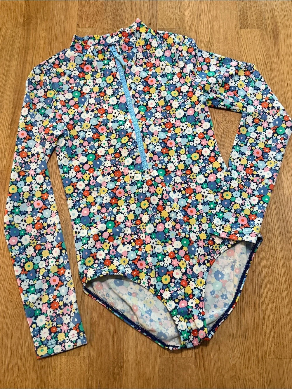 Boden Kids 9/10 Floral Long Sleeve One Piece Bathing Swim Suit